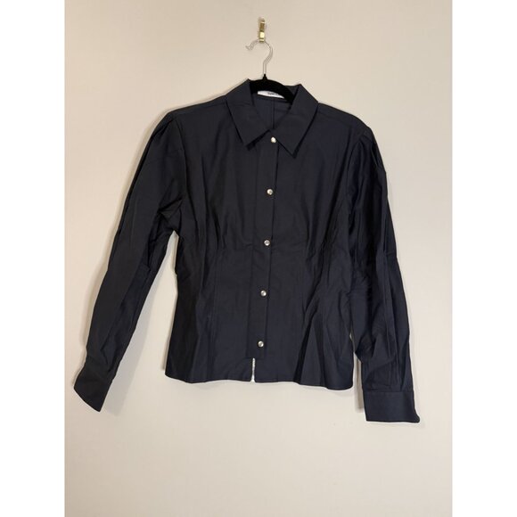 Thakoon Fitted Puff Sleeve Shirt Jacket Navy Black Size 4 NWT [jb] - Picture 6 of 9